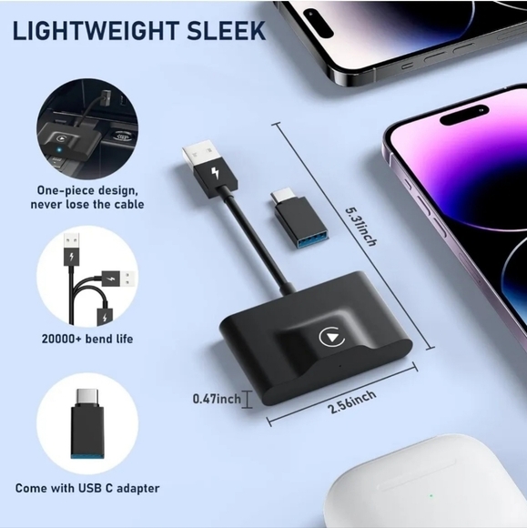 Teeran CarPlay Wireless Adapter for Factory Wired CarPlay 2024 Upgrade Plug & Pl - Picture 6 of 9